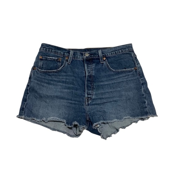 Levi’s 501 Jean Shorts Sz 32W Daisy Dukes Button Fly - Picture 1 of 8